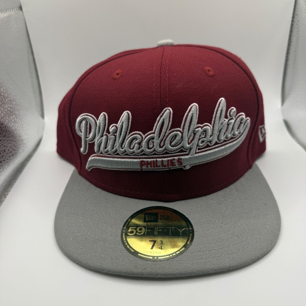 Philadelphia‎ Phillies 59FIFTY Fitted Hat By New Era Size 7 3/4 Maroon & Gray